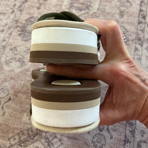 J Crew Suede Nubuck Slides Olive Green Size 9 - Picture 9 of 13